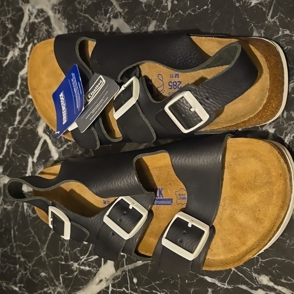 Birkenstock Milano Leather Sandals, Navy With White Buckles, Size 11M, $180.00US - Picture 14 of 16